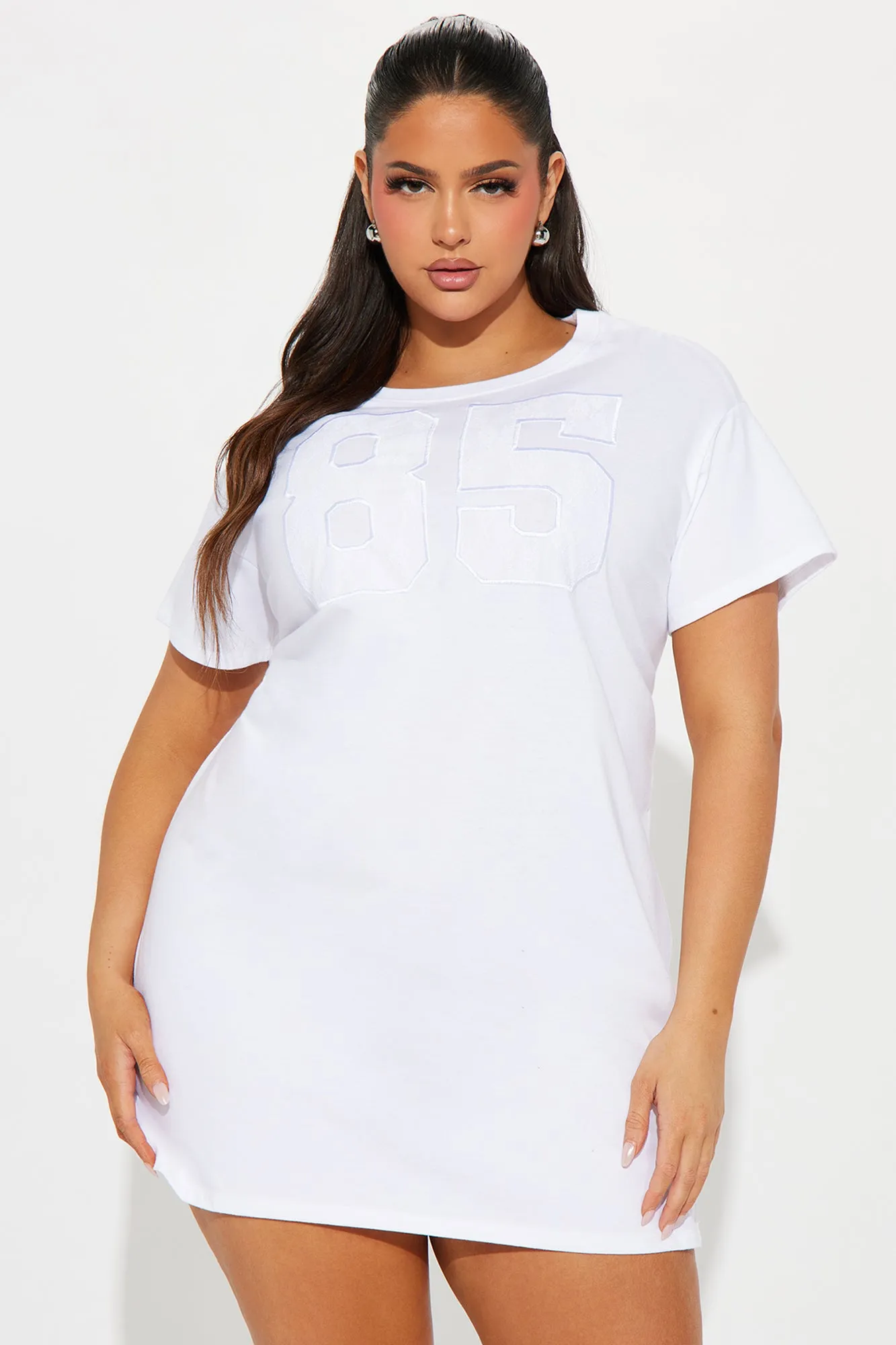 1985 Oversized Mini T-Shirt Dress - White