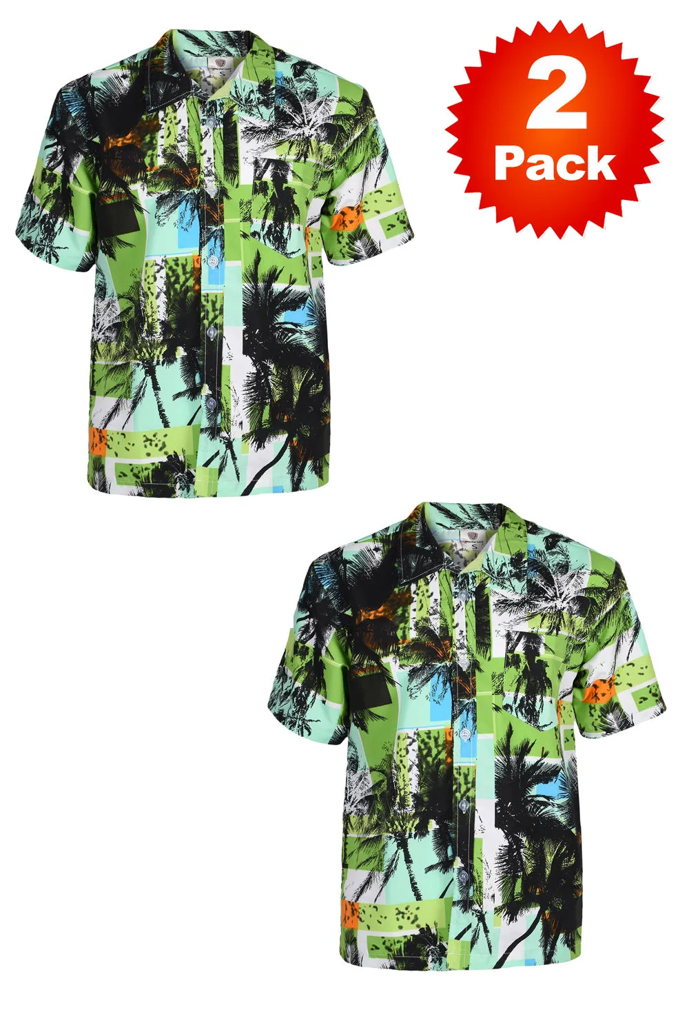 2 Pack Mens Beach Theme Hawaiian Shirts