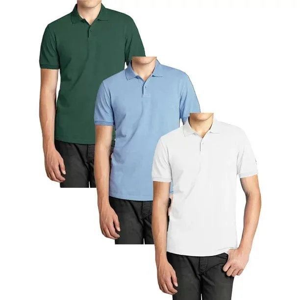 3-Pack Men's Short Sleeve Pique Polo Shirts (S-5XL)