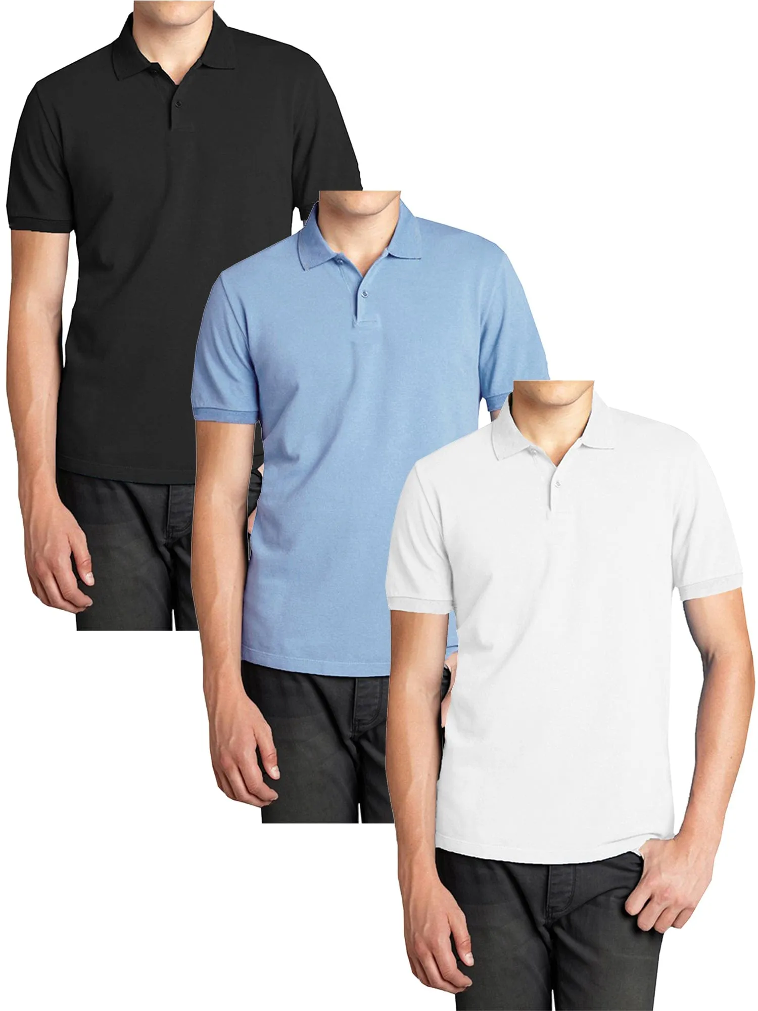 3-Pack Men's Short Sleeve Pique Polo Shirts (S-5XL)