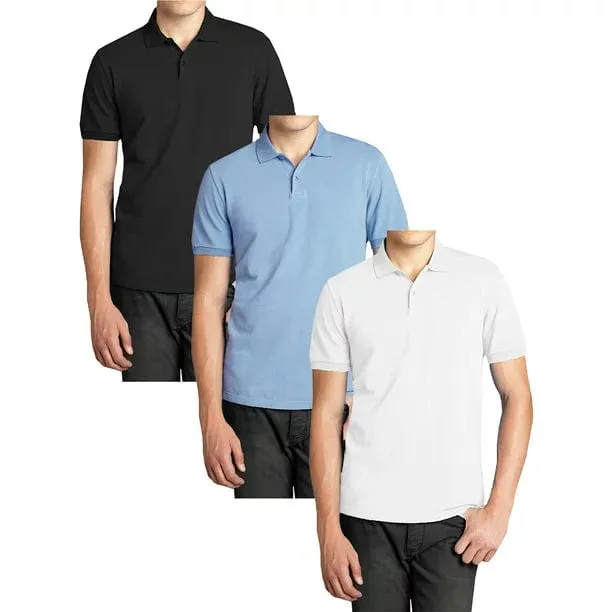 3-Pack Men's Short Sleeve Pique Polo Shirts (S-5XL)