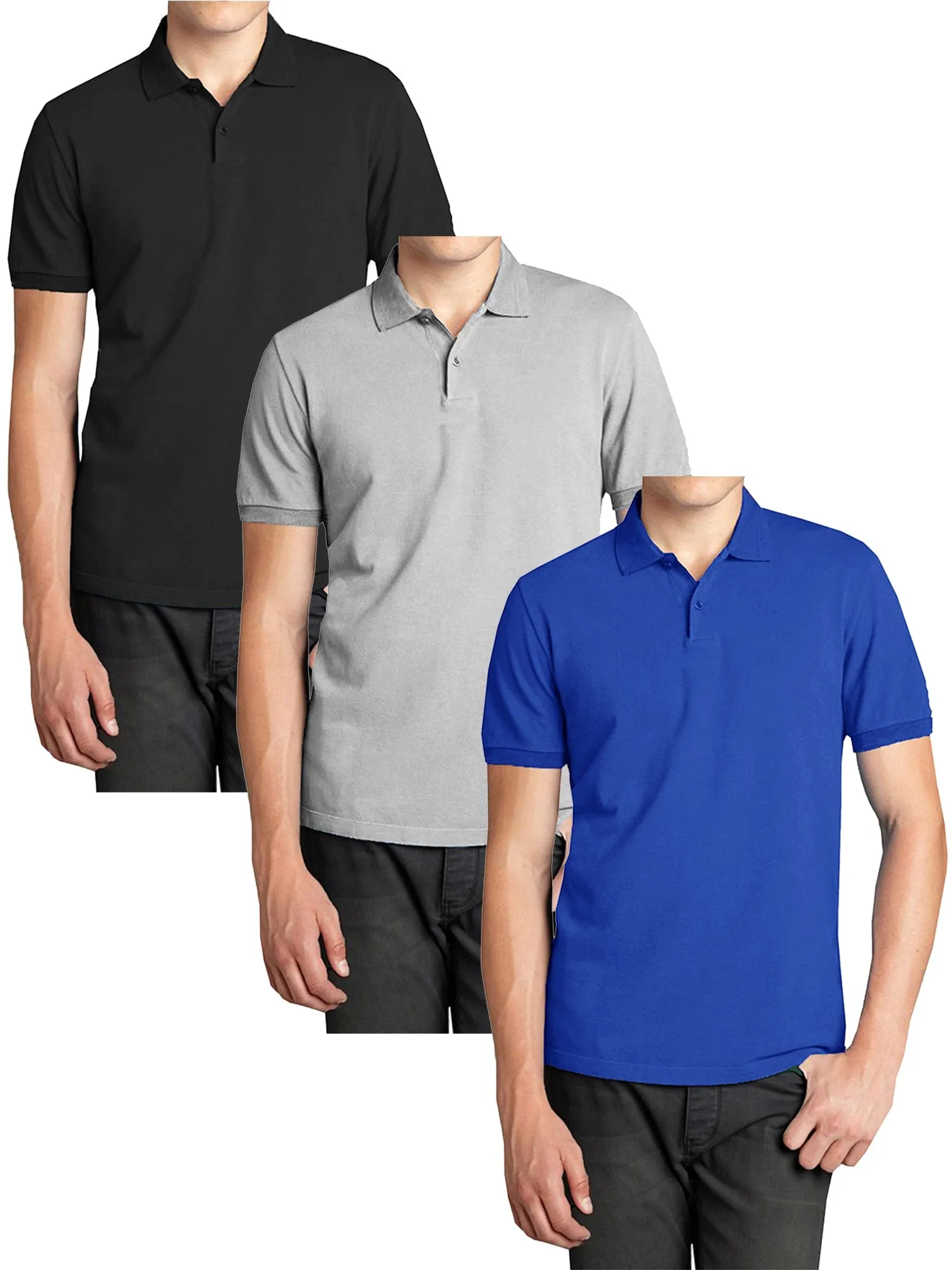 3-Pack Men's Short Sleeve Pique Polo Shirts (S-5XL)