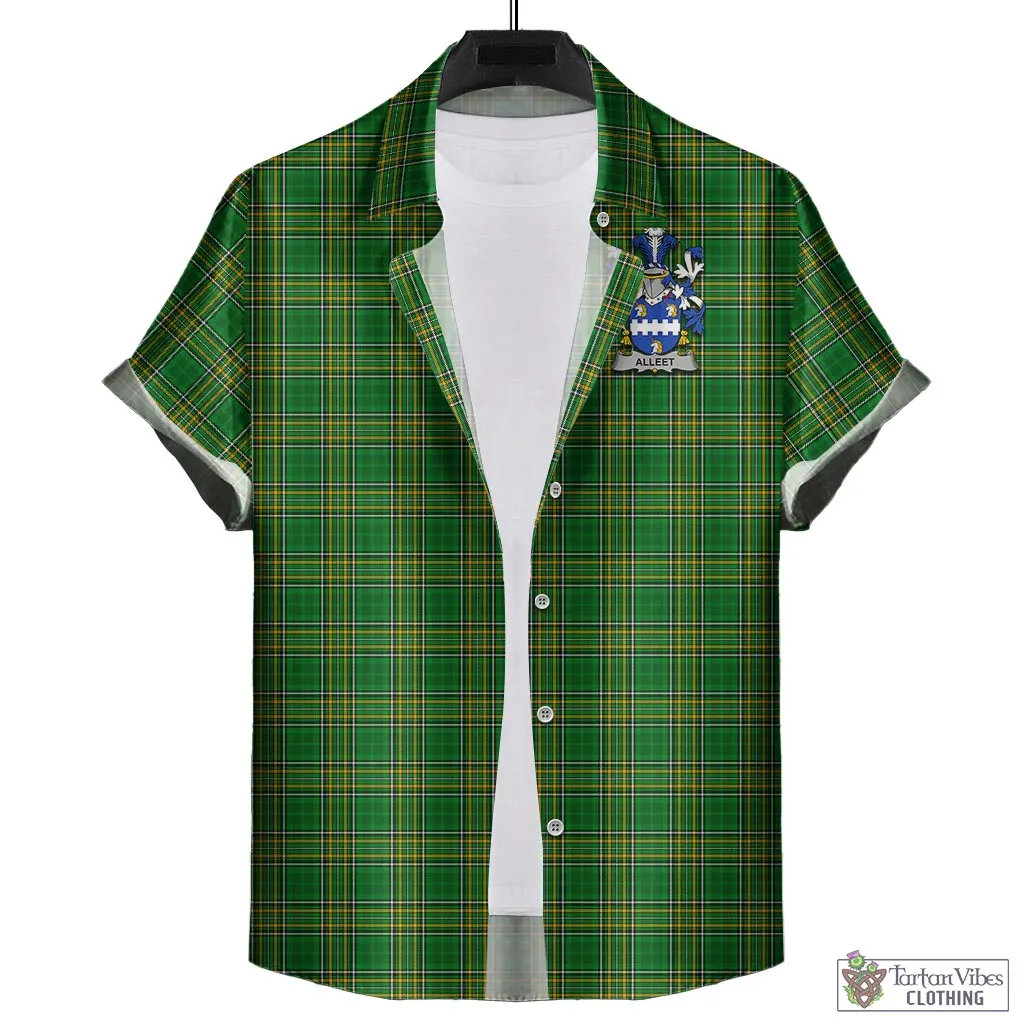 Alleet Irish Clan Tartan Short Sleeve Button Up with Coat of Arms