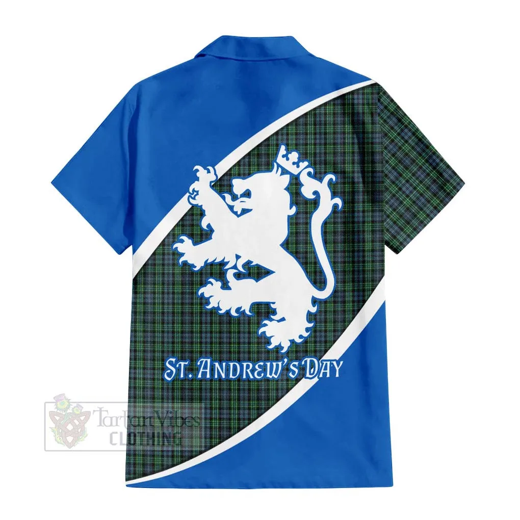 Arbuthnot Family Crest Tartan Short Sleeve Button Shirt Celebrate Saint Andrew's Day in Style