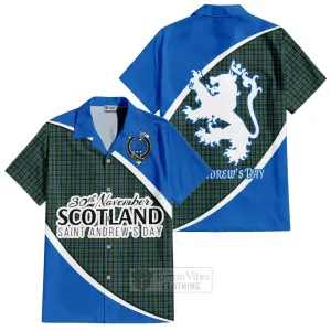 Arbuthnot Family Crest Tartan Short Sleeve Button Shirt Celebrate Saint Andrew's Day in Style