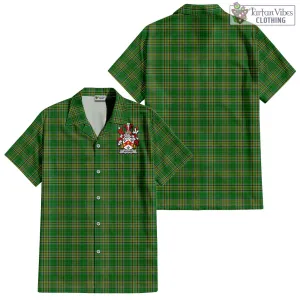 Archer Irish Clan Tartan Short Sleeve Button Up with Coat of Arms