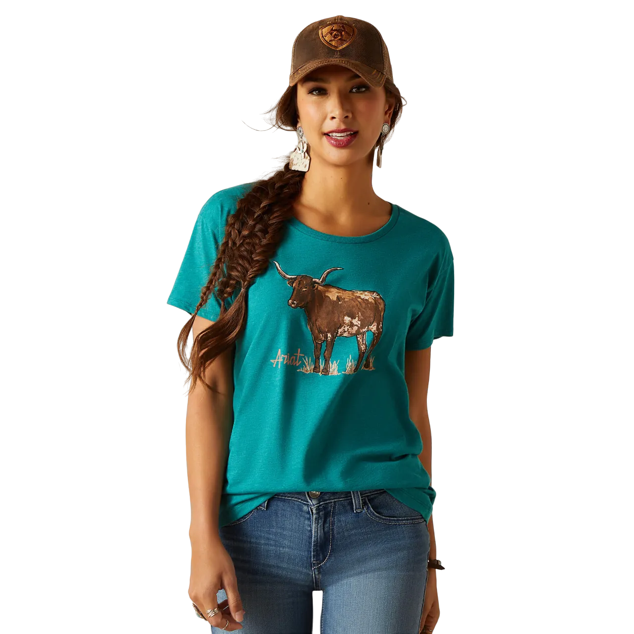 Ariat Women's Green Longhorn Watercolor T-Shirt