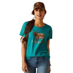 Ariat Women's Green Longhorn Watercolor T-Shirt