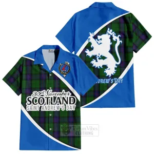 Armstrong Family Crest Tartan Short Sleeve Button Shirt Celebrate Saint Andrew's Day in Style