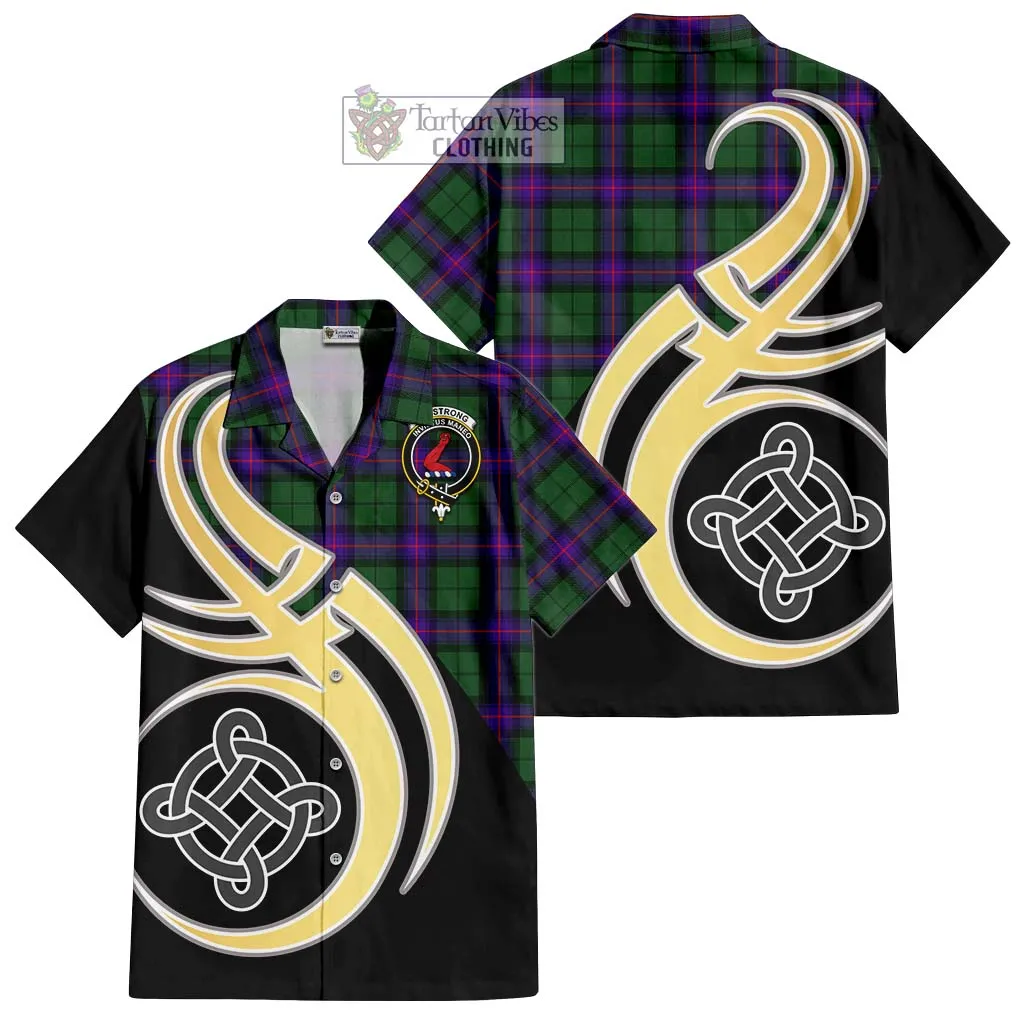 Armstrong Modern Tartan Short Sleeve Button Shirt with Family Crest and Celtic Symbol Style