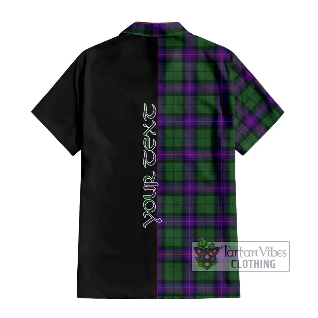 Armstrong Modern Tartan Short Sleeve Button Shirt with Family Crest and Half Of Me Style