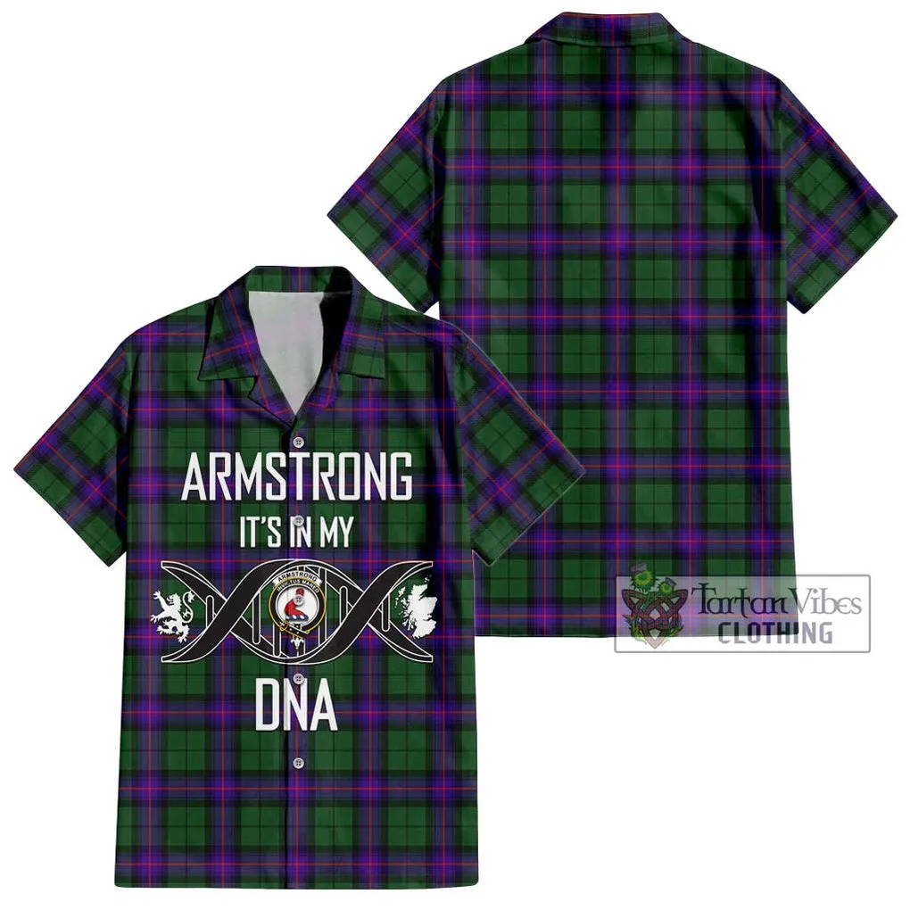 Armstrong Modern Tartan Short Sleeve Button Shirt with Family Crest DNA In Me Style