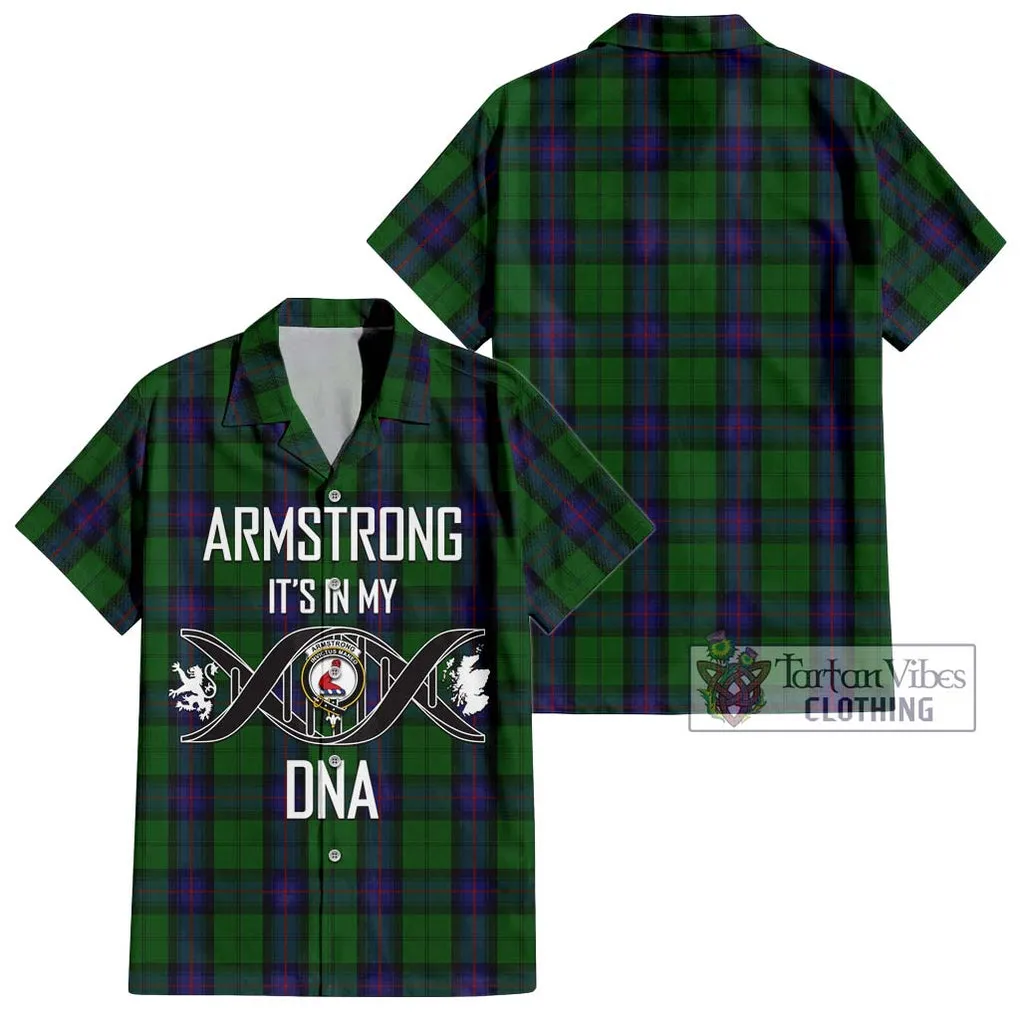 Armstrong Tartan Short Sleeve Button Shirt with Family Crest DNA In Me Style