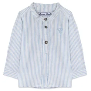 Azure Linen Striped Baby Shirt