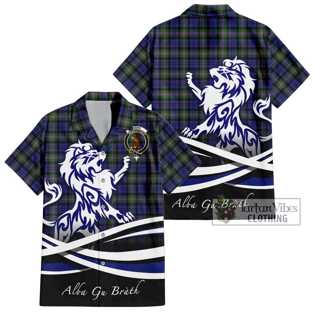 Baird Modern Tartan Short Sleeve Button Shirt with Alba Gu Brath Regal Lion Emblem