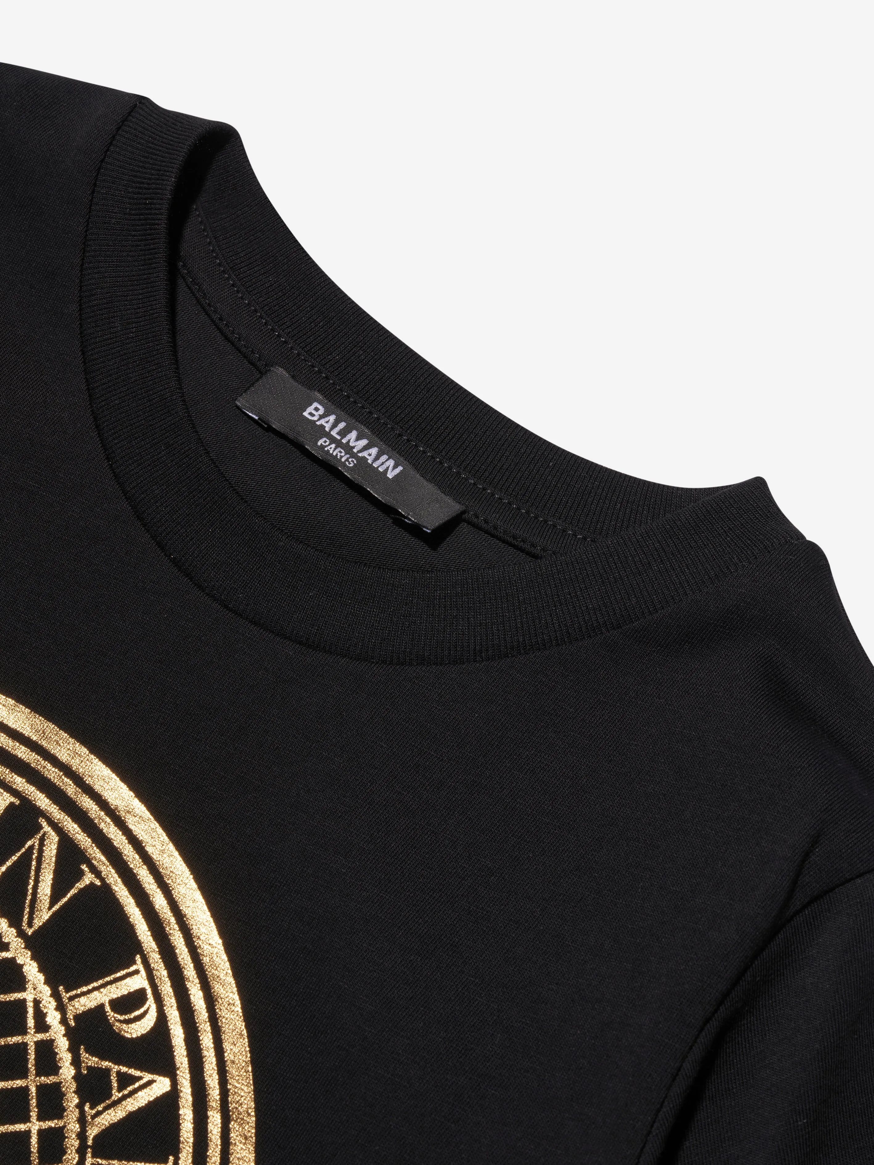 Balmain Boys Logo Print T-Shirt in Black