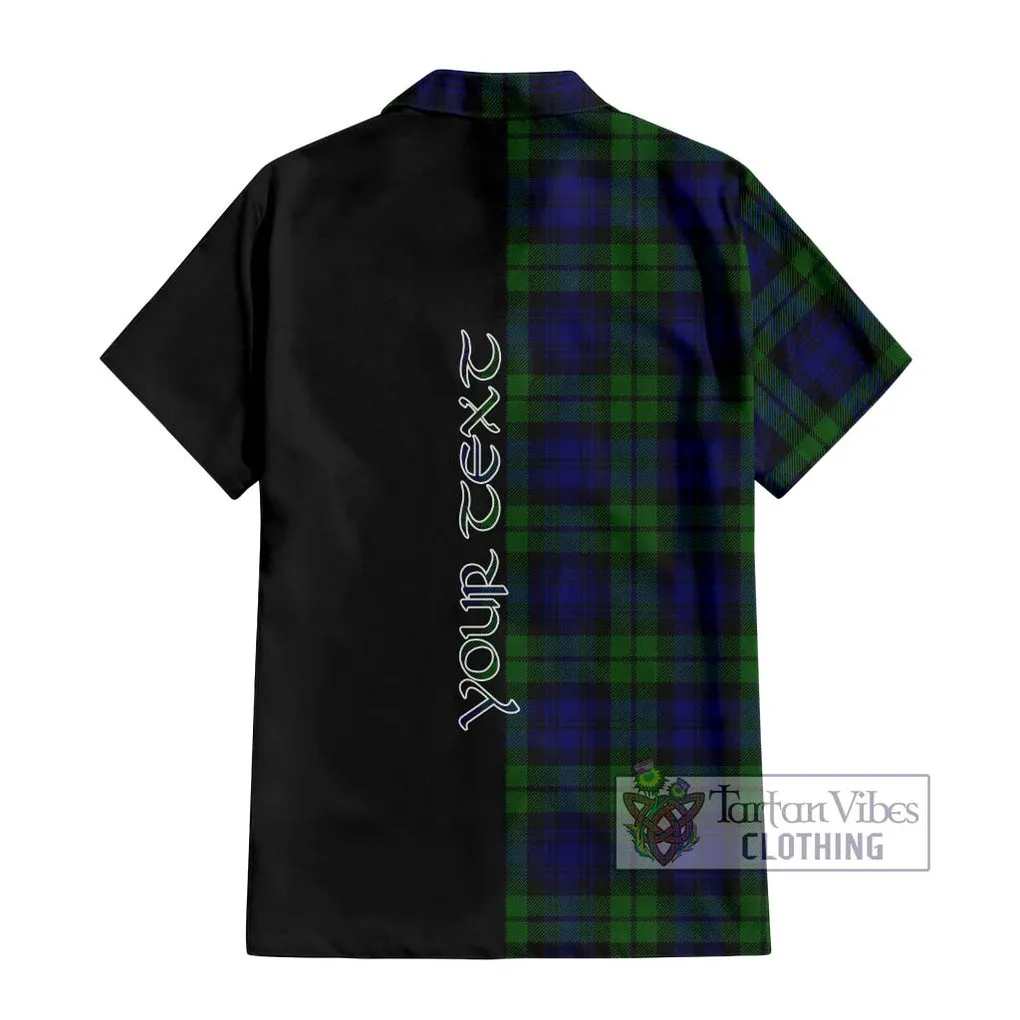 Bannatyne Tartan Short Sleeve Button Shirt with Family Crest and Half Of Me Style