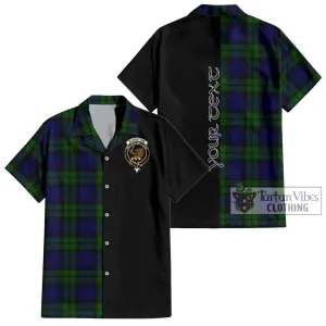 Bannatyne Tartan Short Sleeve Button Shirt with Family Crest and Half Of Me Style