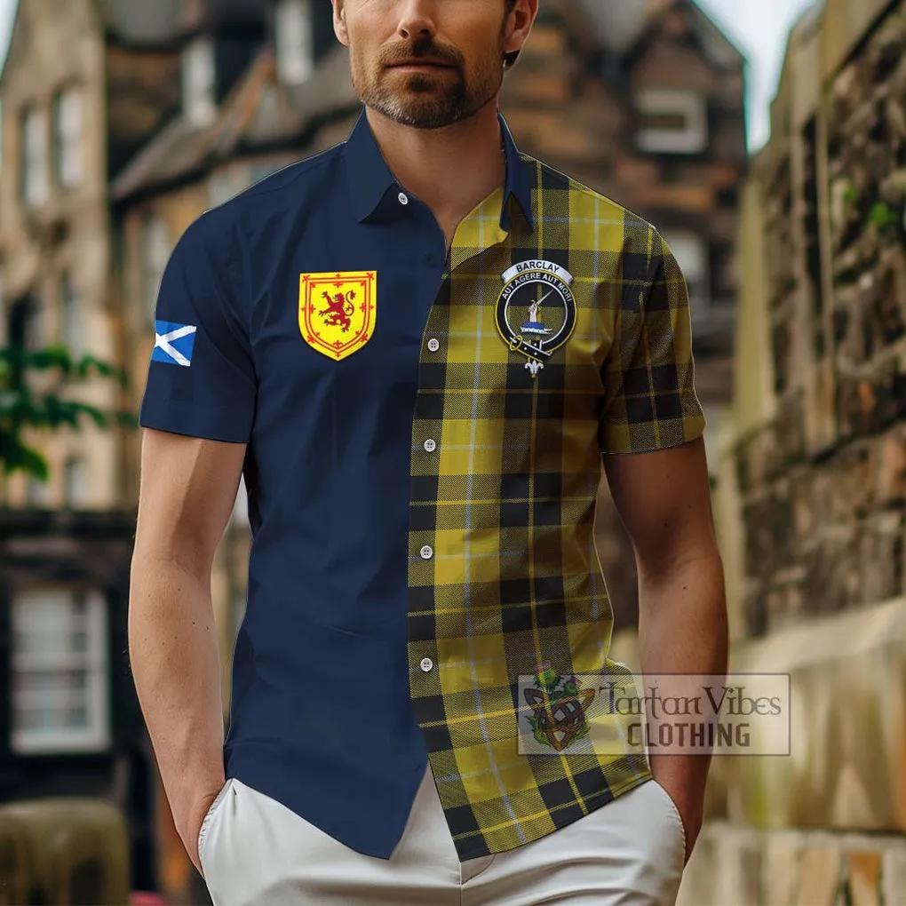 Barclay Dress Tartan Short Sleeve Button Shirt Alba with Scottish Lion Royal Arm Half Style