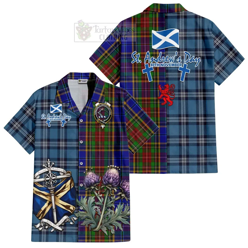 Beattie (Beatty) Tartan Short Sleeve Button Shirt Happy St. Andrew's Day Half Tartan Style