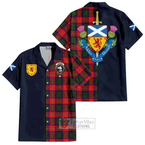 Belshes Tartan Short Sleeve Button Shirt Alba with Scottish Lion Royal Arm Half Style