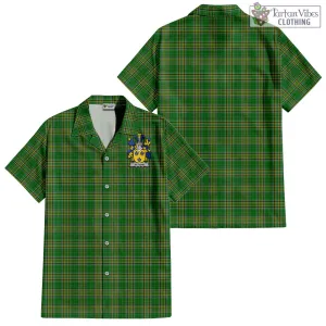 Betham Irish Clan Tartan Short Sleeve Button Up with Coat of Arms