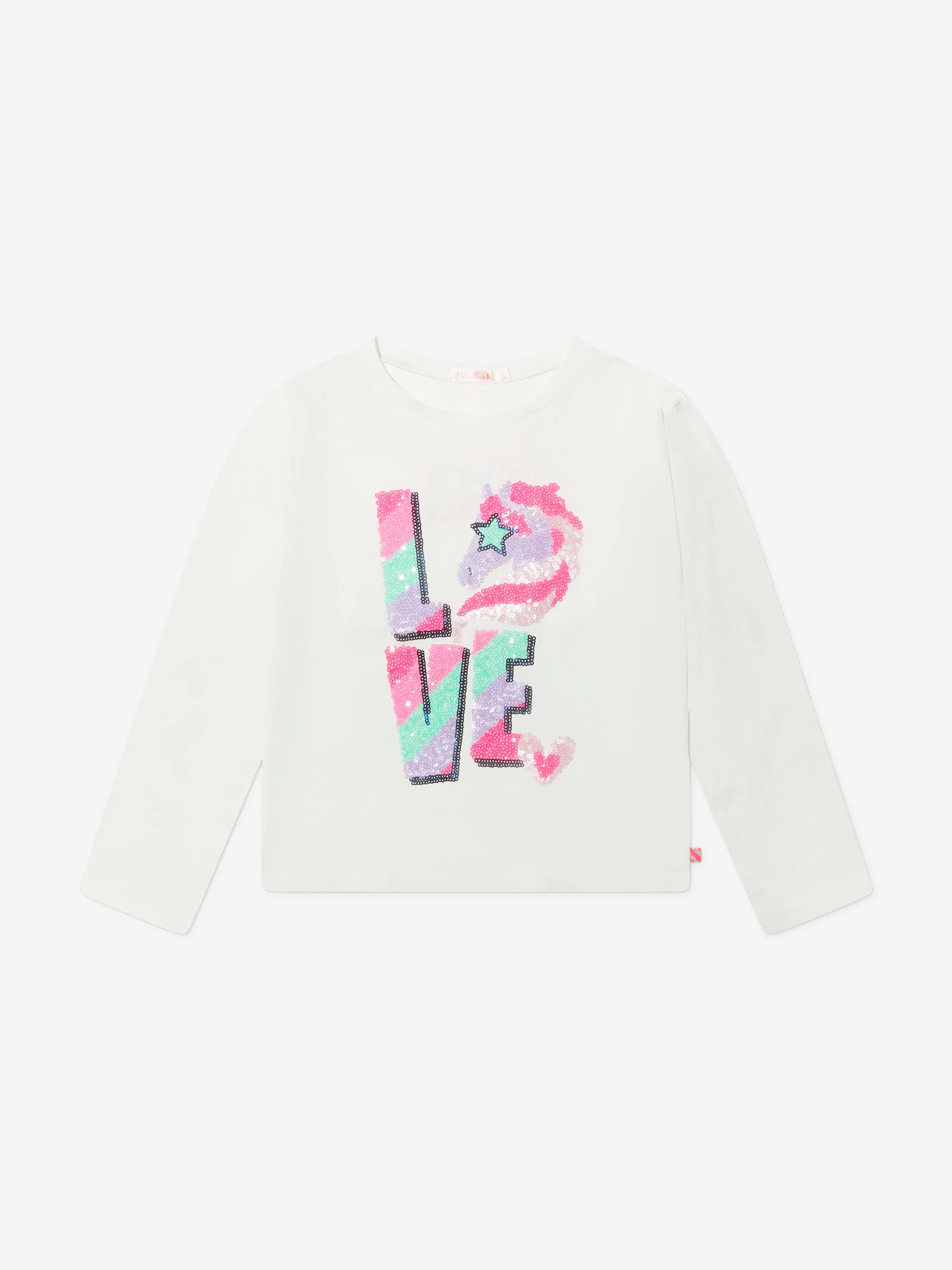 Billieblush Girls Long Sleeve Sequin Love T-Shirt