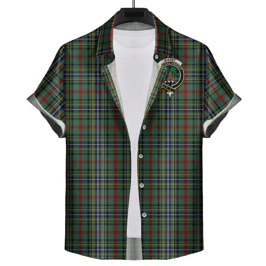 Bisset Tartan Short Sleeve Button Down Shirt with Family Crest