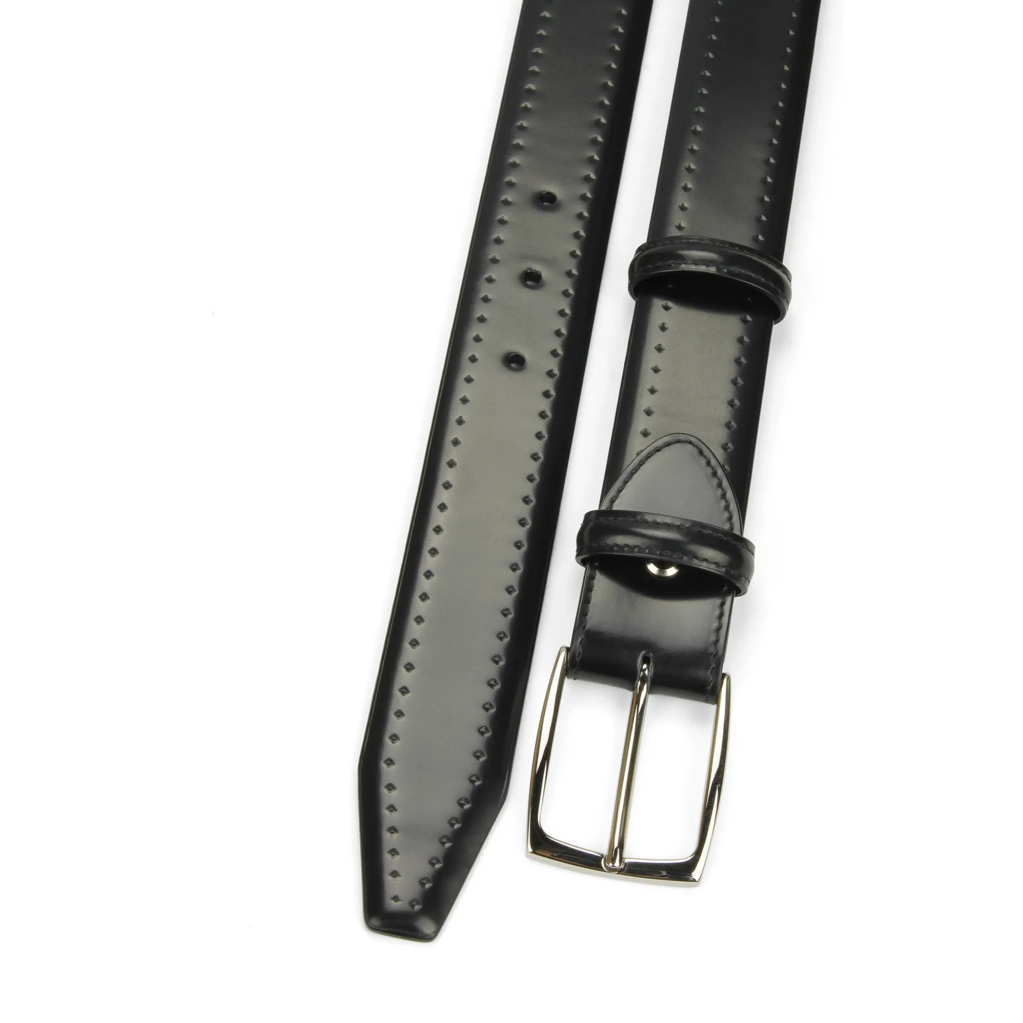 Black 'Pacino' Diamond Indent Belt