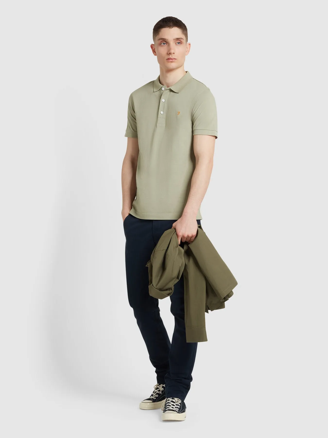 Blanes Organic Cotton Short Sleeve Polo Shirt In Balsam