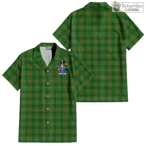 Bligh Irish Clan Tartan Short Sleeve Button Up with Coat of Arms