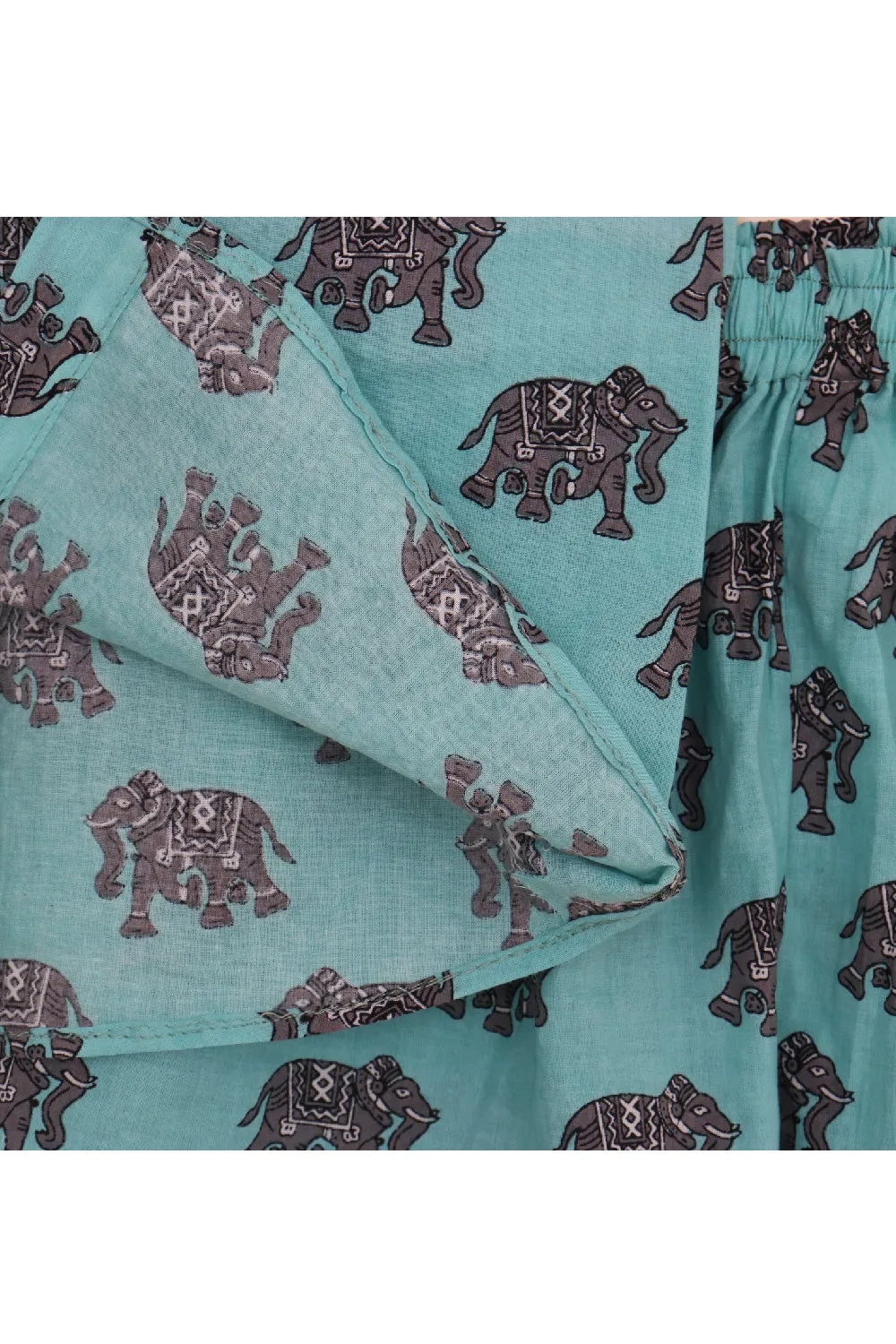 Blue Elephant Printed Pure Cotton Shirt With Short Set