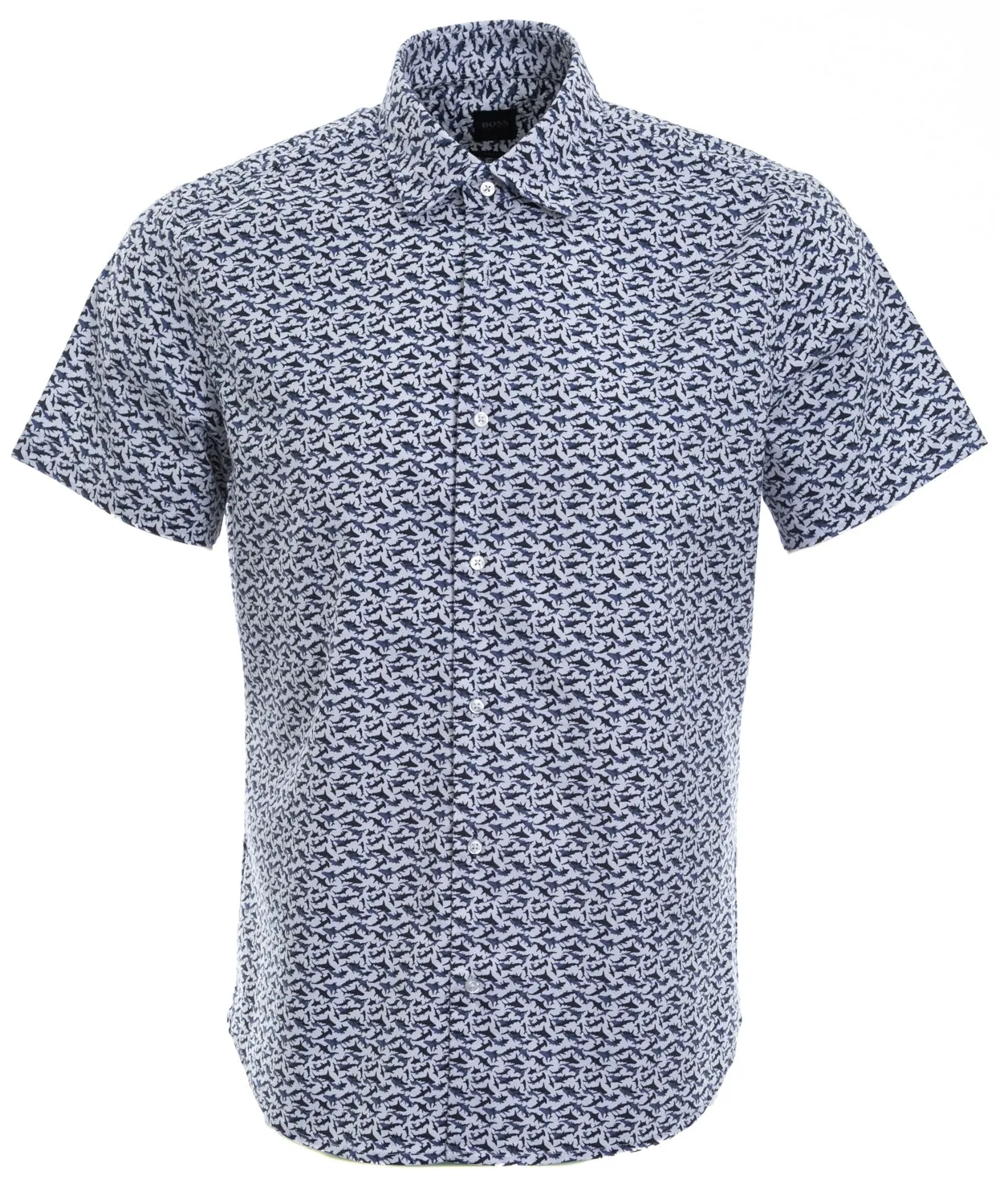 BOSS Rash Short Sleeve Shirt in White & Blue Print