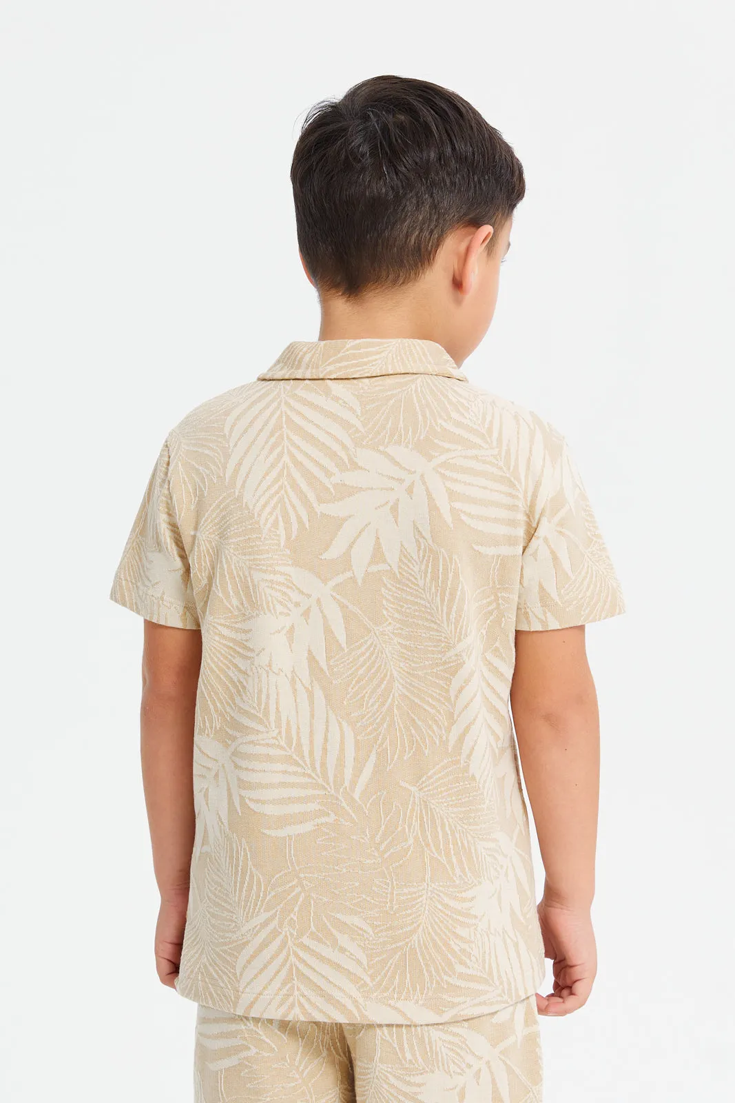 Boys Beige Jacquard Shirt