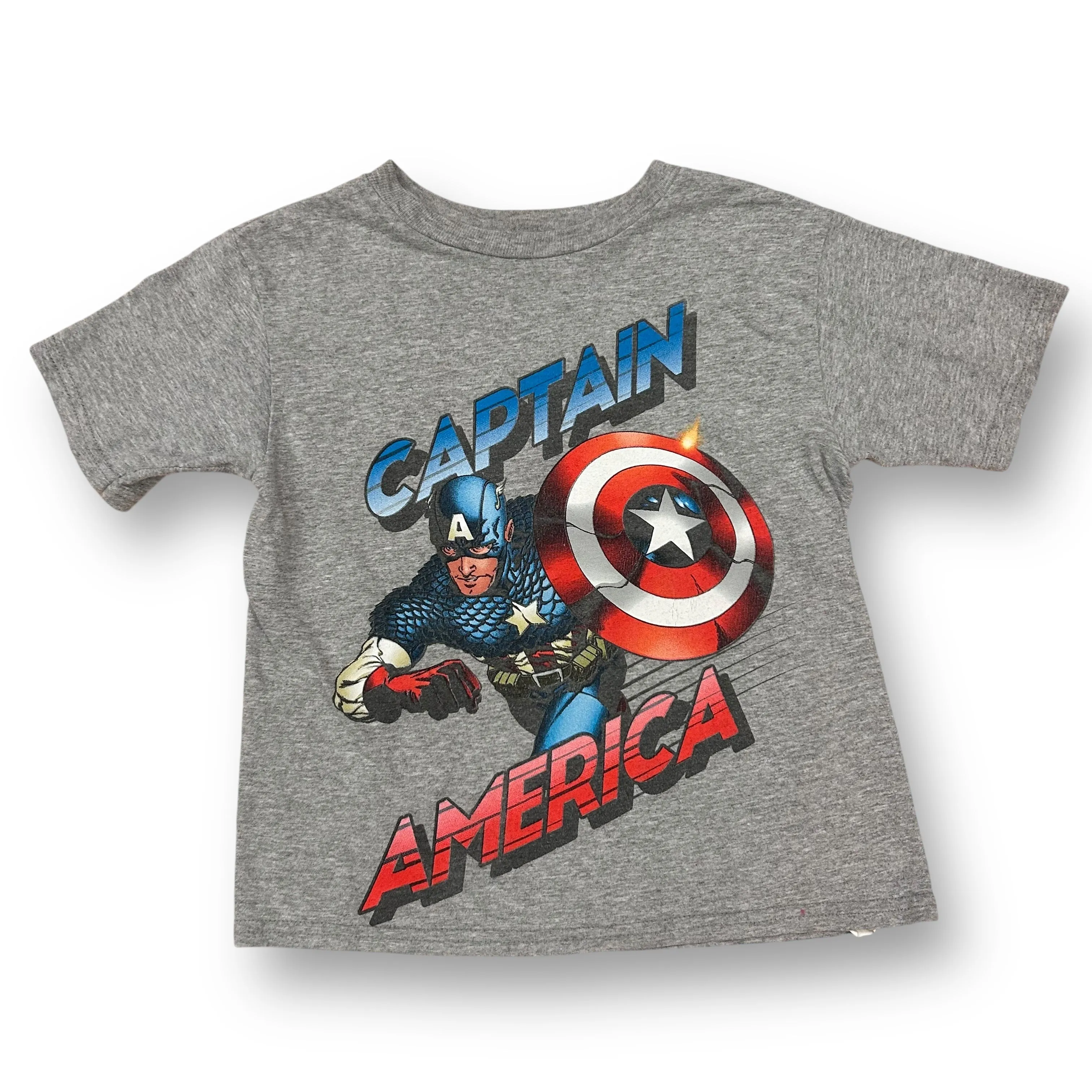 Boys Marvel Size XS 4/5 Gray Super Hero Short Sleeve Shirt