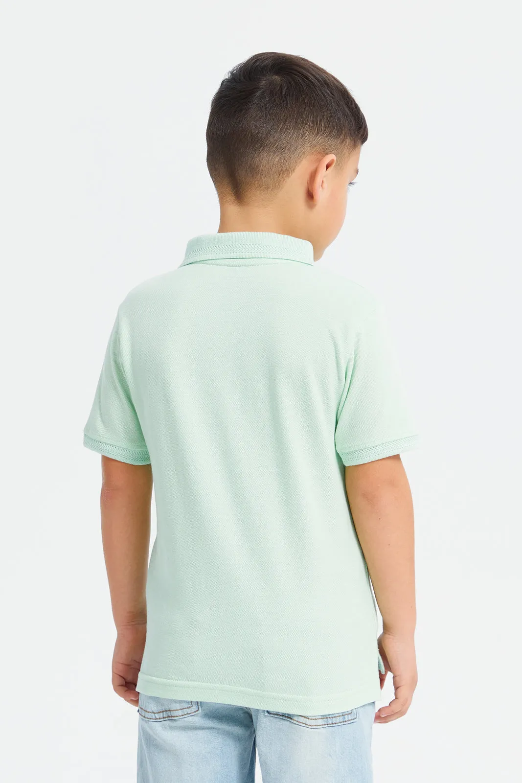 Boys Mint Embroidered Polo Shirt