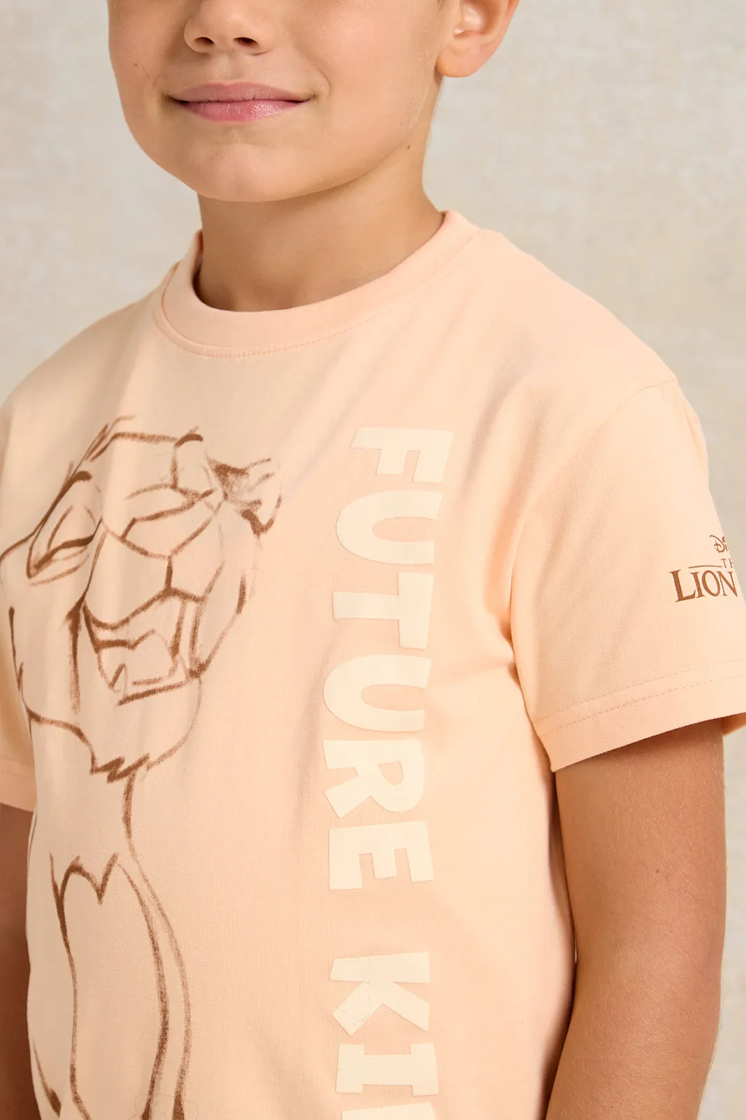 Boys Orange Printed Short sleeve T-shirt