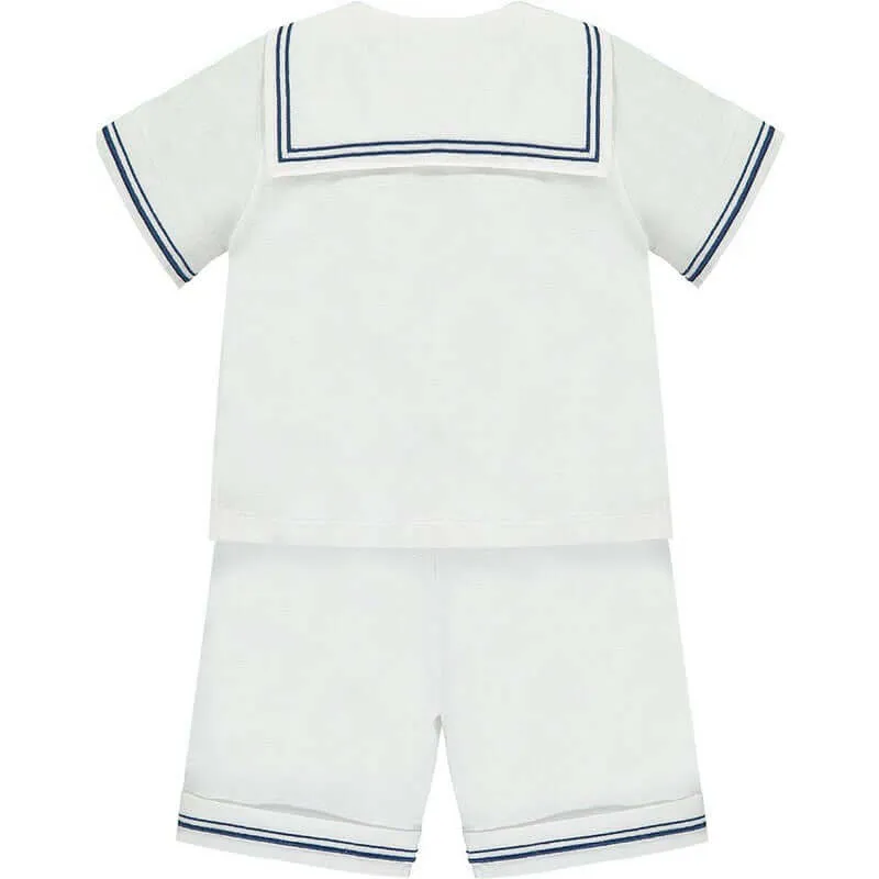 Boys White Sailor Short Set