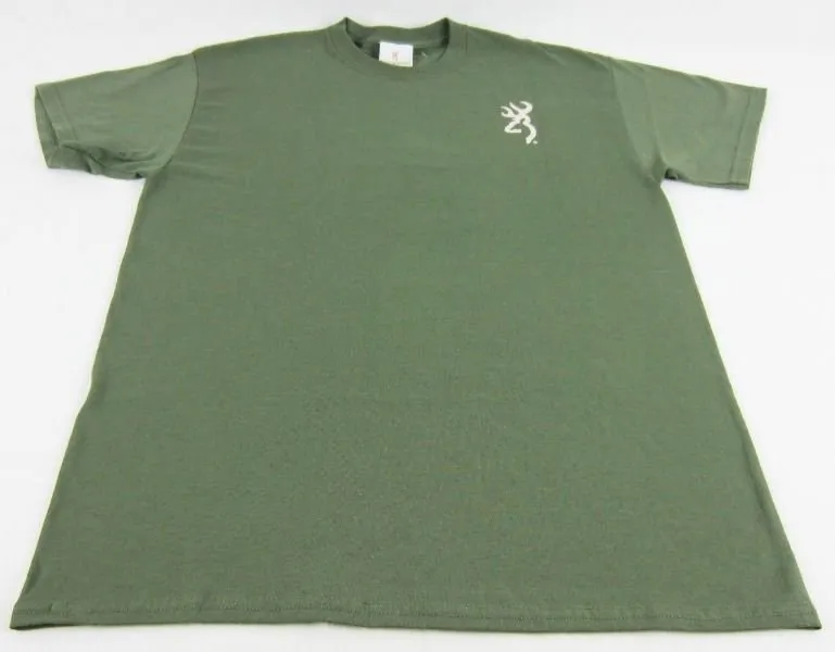 Browning Men's Buckmark Duck Camo Tee Short Sleeve Military Green T-Shirt Size M