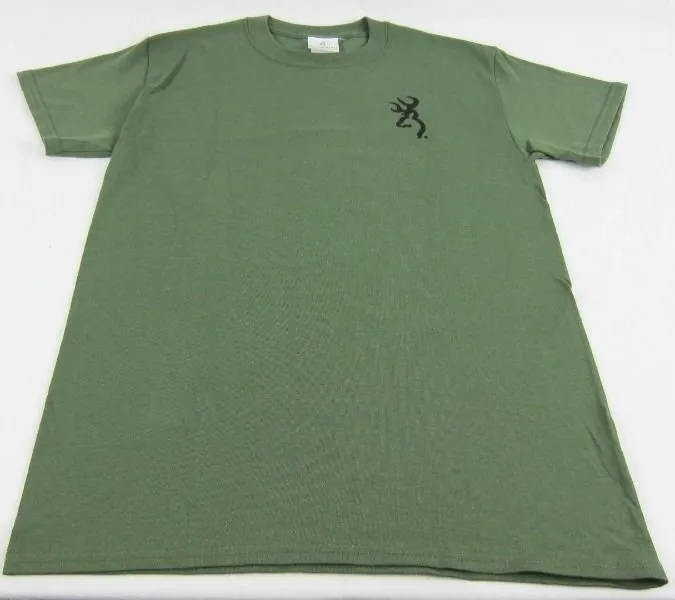 Browning Men's Buckmark Pick-up Truck Gun Rack Short Sleeve Green T-Shirt Sz S M