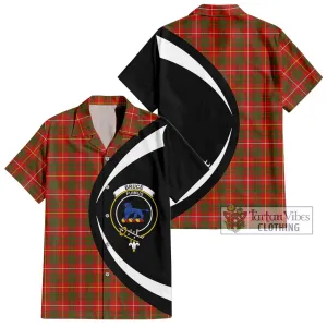 Bruce Modern Tartan Short Sleeve Button Up with Family Crest Circle Style