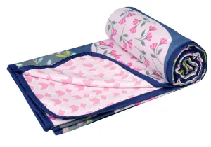 BSB HOME Pure Cotton 120 GSM Reversible Soft Light Weight Printed Single Bed Blanket/AC Dohar/Summer/Skin Friendly Dohar-220 x 152 cm- Pink