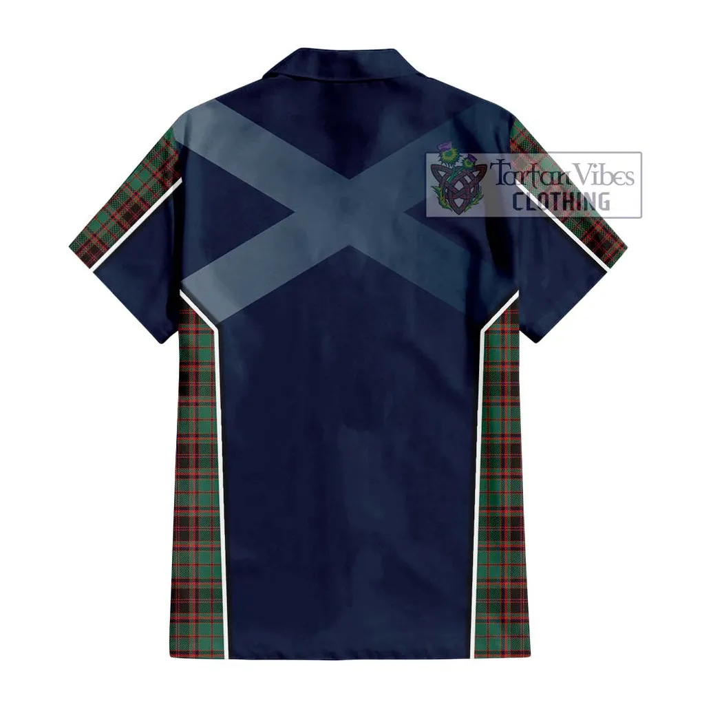 Buchan Ancient Tartan Short Sleeve Button Shirt with Family Crest and Lion Rampant Vibes Sport Style