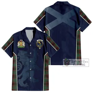 Buchan Ancient Tartan Short Sleeve Button Shirt with Family Crest and Lion Rampant Vibes Sport Style