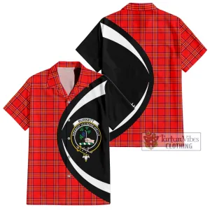 Burnett Modern Tartan Short Sleeve Button Up with Family Crest Circle Style