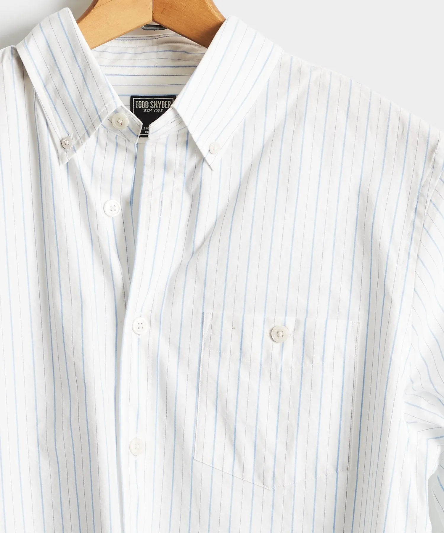 Button Down Collar Light Blue Stripe Long Sleeve Shirt