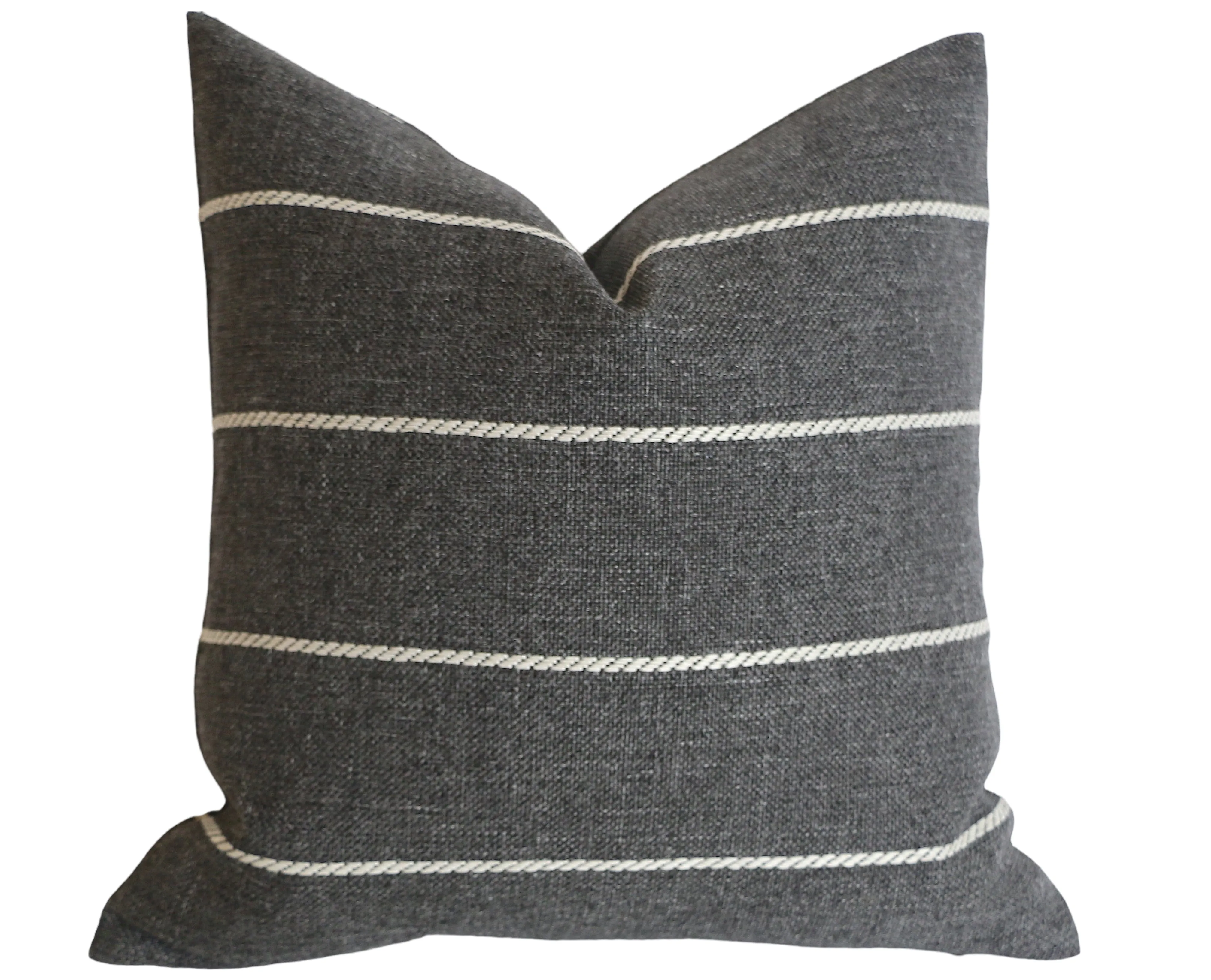 Charcoal, Cream, and Beige Stripe Performance Pillow Cover