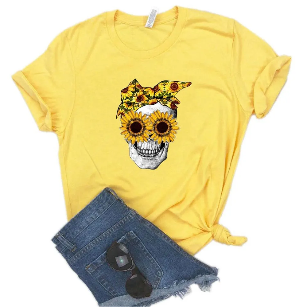 Chrysanthemum sunglasses skull short sleeve t shirts  *6 colors