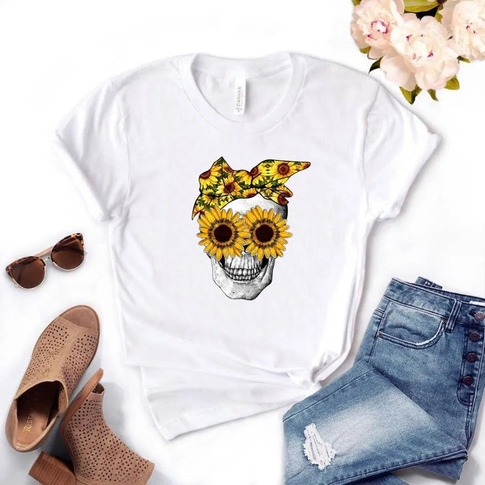 Chrysanthemum sunglasses skull short sleeve t shirts  *6 colors