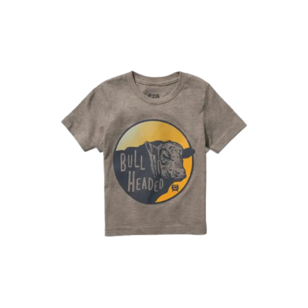 Cinch Kid's Grey Bull Headed Sunset Graphic Short Sleeve T Shirt